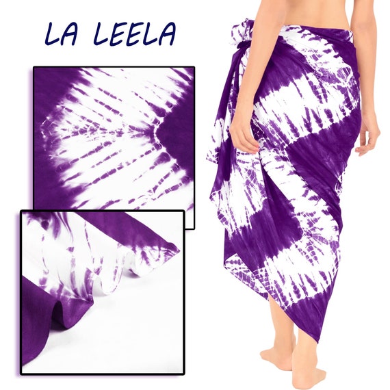 LA LEELA Women's Swimwear Cover Up Skirt Swimsuit Beach Dress