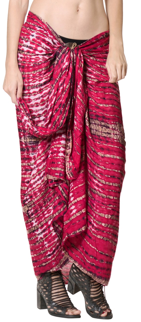 LA LEELA Rayon Hawaiian Beach Bikini Wrap Sarong Tie Dye A