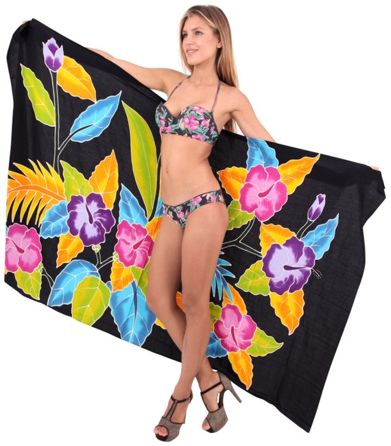 LA LEELA Womens Skull Halloween Costume Beach Swimsuit Cover Ups Drawstring A
