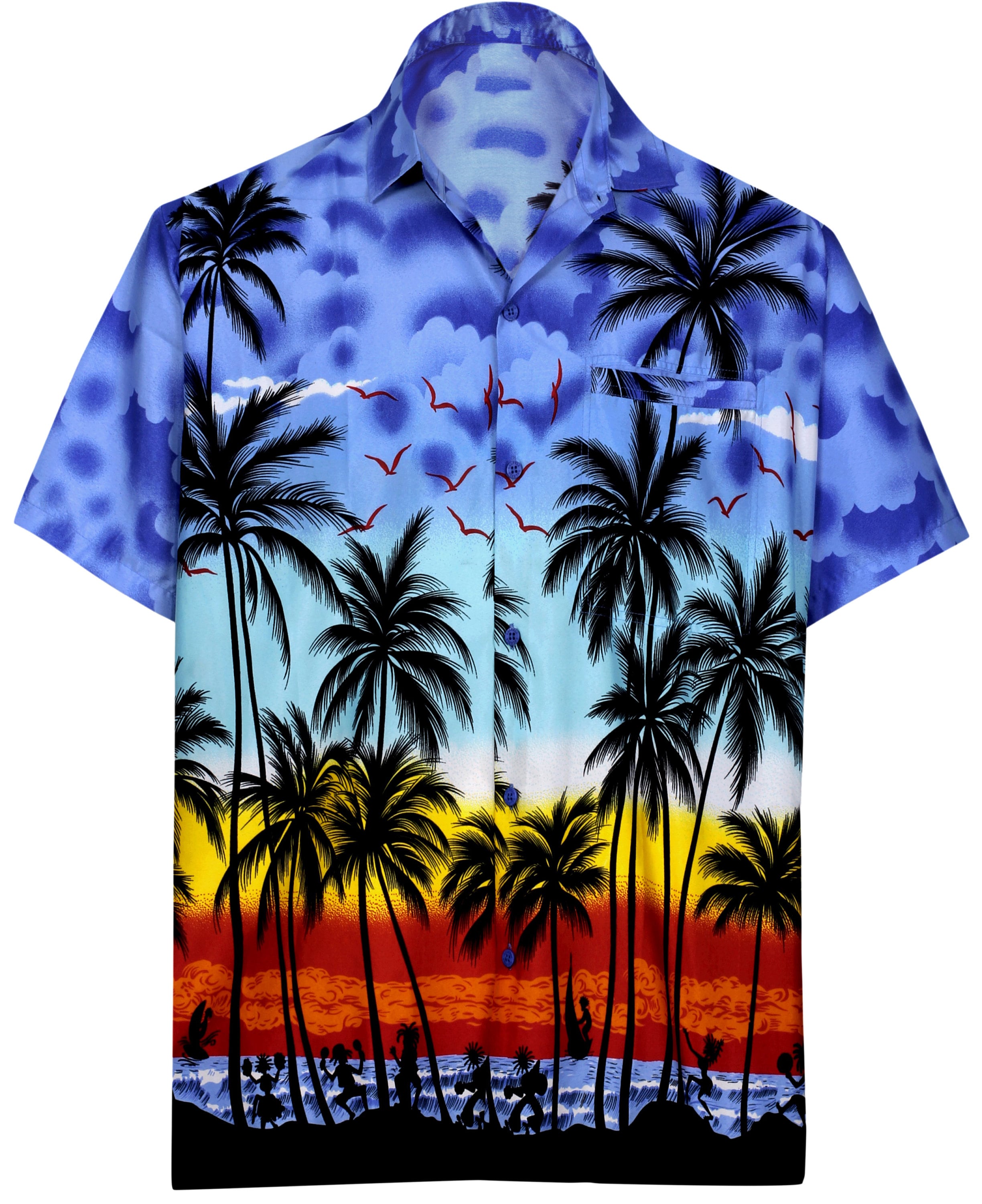 LA LEELA Mens Regular Fit Hawaiian Shirt Beach Aloha Party Camp Shirt Printed A