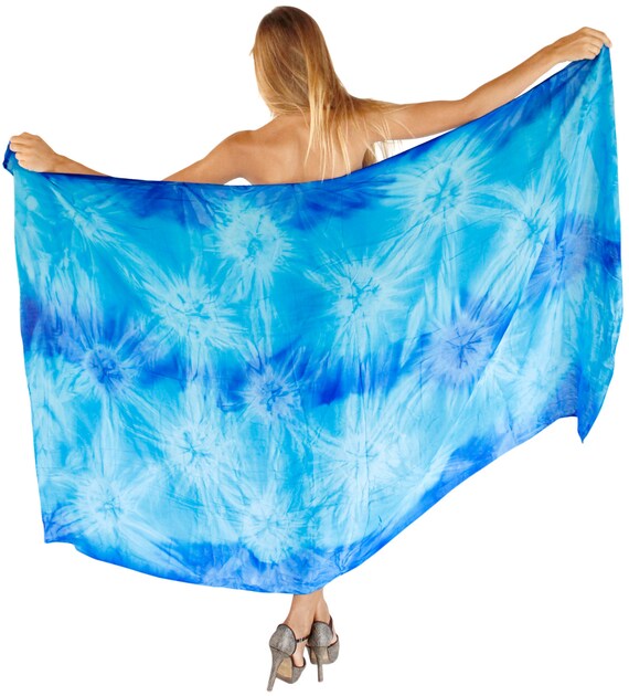 LA LEELA Rayon Hawaiian Beach Bikini Wrap Sarong Tie Dye A