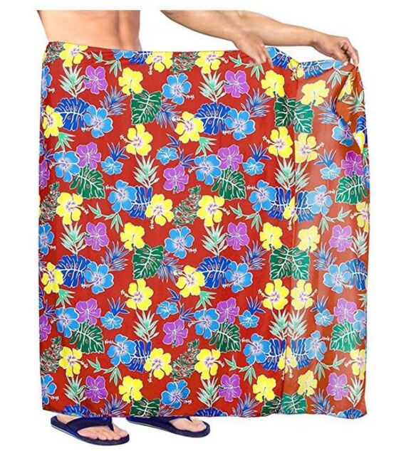 LA LEELA Mens Plus Size Swimsuit Sarong Lungi Swimwear Scarf Coverups Vacation
