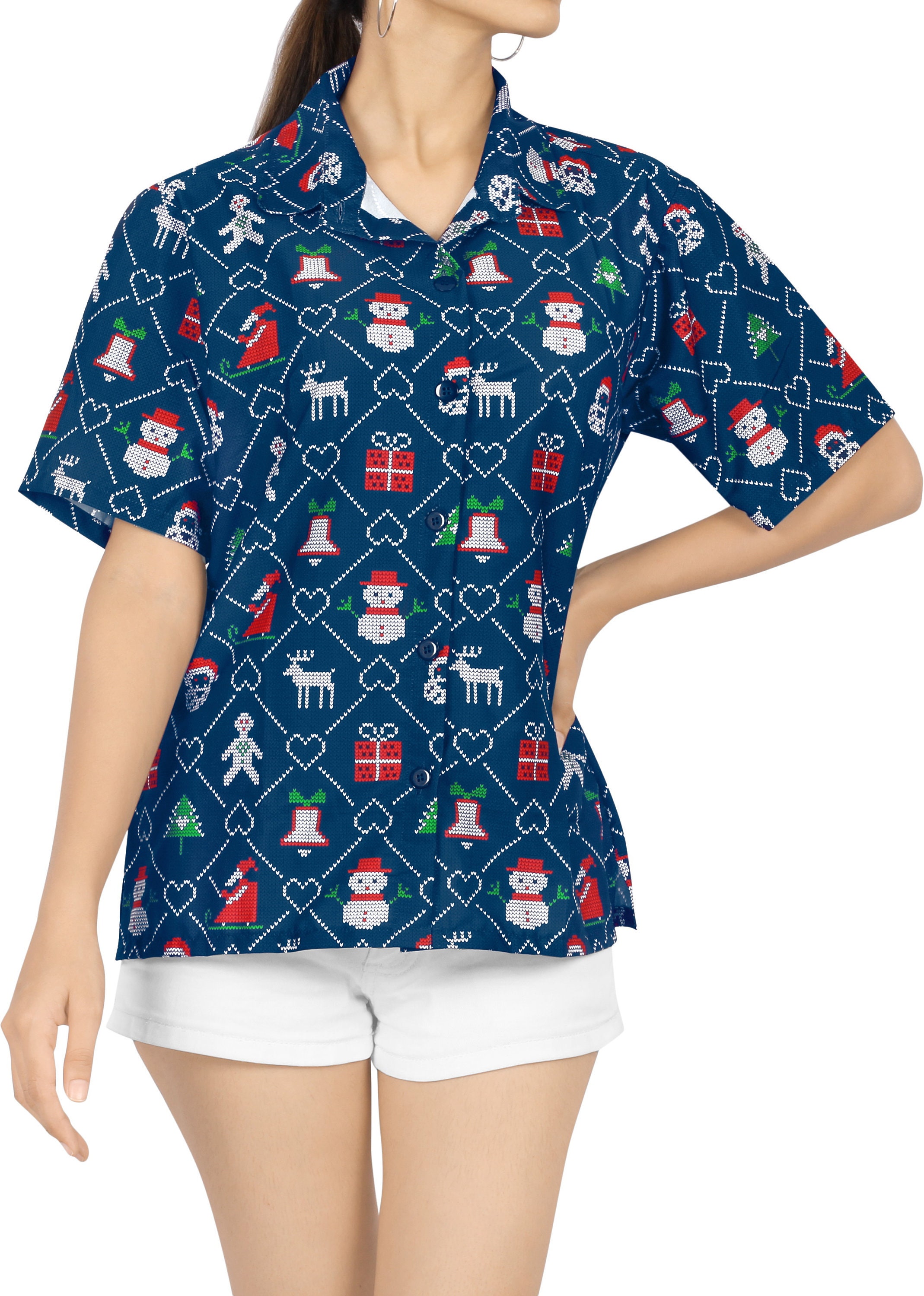 Discover Santa Claus Women's Funky Casual Gift Hawaiian Blouse Christmas Day Shirts