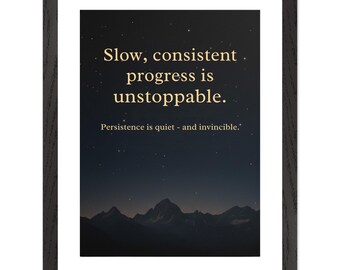 Póster motivacional enmarcado / Impresión de montaña con cielo nocturno (30,5 x 40,6 cm)