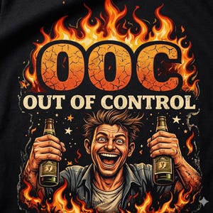 OOC Out of Control Flaming Graphic Tee | Retro Punk Shirt