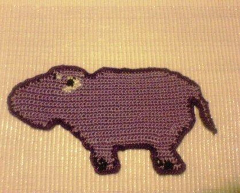 Cute Hippo Applique Crochet PDF Pattern instant download image 1