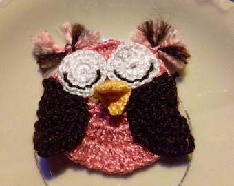 Crochet PDF Pattern Cute Little Owl Applique instant download