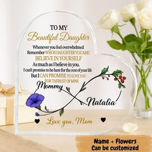 Personalisierte Acryl Herz Plakette, Inspirational Tochter Geschenk, Benutzerdefinierte Namen graviert Andenken