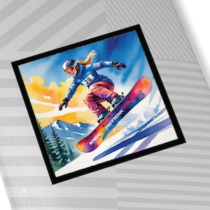 Bright Snowboarding Sticker – Women’s Snowboard Decal, Snowboard Gift, Snowboard Laptop/Water Bottle Sticker, Winter Sport Stocking Stuffer