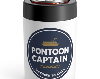 Pontoon Captain License to Chill Can Holder – Fun Pontoon Boat Art on Can Cozies