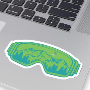 Ski Goggles Sticker with Mountains, Ski Helmet Sticker, Ski Flask Sticker, Snowboard Gift, Winter Sports Decal for Skiers