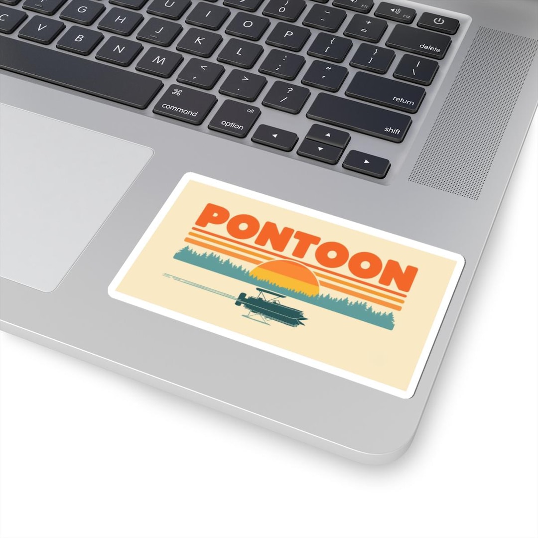 Pontoon Sunset Sticker | Retro Lake Decal for Coolers and Boats ...