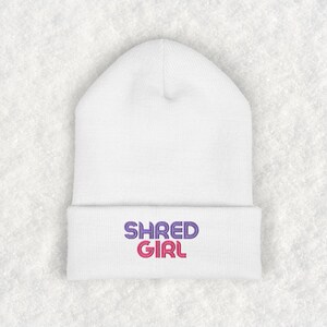 Shred Girl Beanie in Purple, Women’s Snowboard Beanie, Ski Gift, Winter Hat Stocking Stuffer, Women&#39;s Ski Beanie, Snowboard Gift for Her