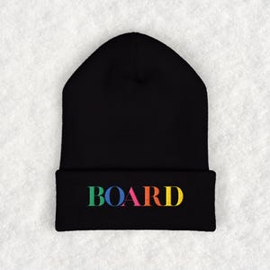 Snowboarding Beanie – BOARD Embroidered Hat, Snowboard Gift, Winter Sports Beanie, Christmas Stocking Stuffer, Ski Lodge Winter Hat