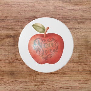 NYC Coaster, New York Apple Design, Travel Keepsake Gift, Big Apple Coaster, New York City Coaster, New Yorker Gift, NYC Decor for Home