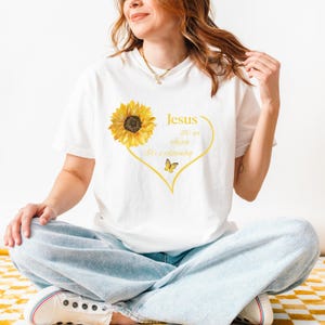 Jesus It&#39;s Not a Religion It&#39;s a Relationship Shirt – Heart and Sunflower Christian Tee – Faith Based Gift – Religious Love Shirt