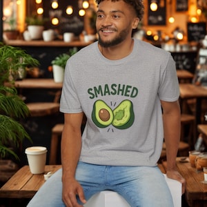 Smashed Avocado T-Shirt: Funny Foodie Tee, Softstyle Cotton