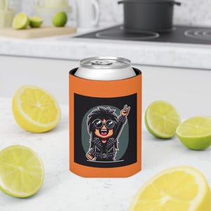 Rock Star Can Cooler, Fun Drink Sleeve, Summer Party Accessory, Music Lover Gift, BBQ Beverage Holder, Outdoor Event Must-Have