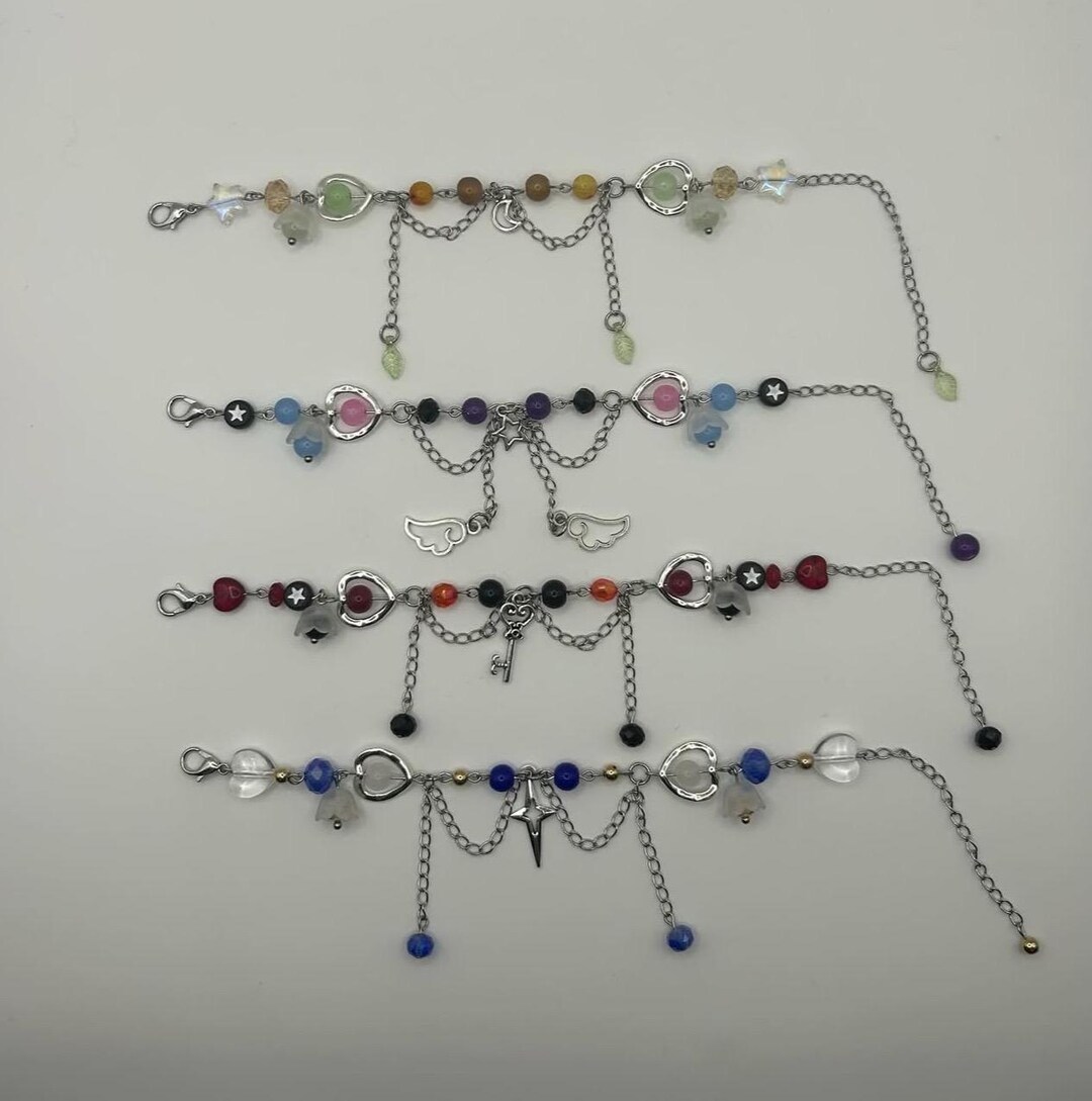 Arcane Dark Color Themed Chain Bracelets – Handmade Anime-inspired ...