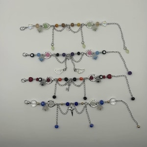 dark color themed chain bracelets – Handmade Anime-Inspired Jewelry, gothic accessory, arcane merch, jinx lover gift, best friends matching