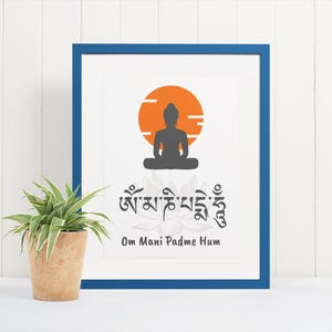 Om Mani Padme Hum Wall Art Instant Download Buddhist Mantra Printable Minimalist Meditation Decor Spiritual Wall Poster Zen Yoga Print