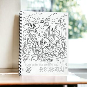 Personalized Coloring Book Custom Girl Mermaid Birthday Gift Idea Kids Activity Book Toddler Preschool Learning Quiet Book Kids Busy Book Bild 4