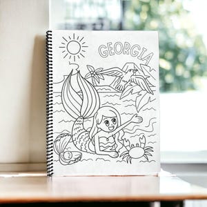 Personalized Coloring Book Custom Girl Mermaid Birthday Gift Idea Kids Activity Book Toddler Preschool Learning Quiet Book Kids Busy Book Bild 6