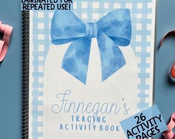 Custom Back to School Activity Book Kids Laminated Personalized Name Tracing Book Preschool Writing Letter Practice Book Montessori Workbook