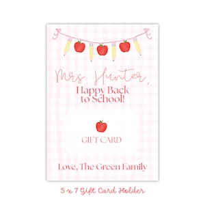 Back to School Teacher Custom Gift Card Holder Printable Gift Tag Teacher First Day of School Gift Tag Printable Gift Card Tag for Teachers