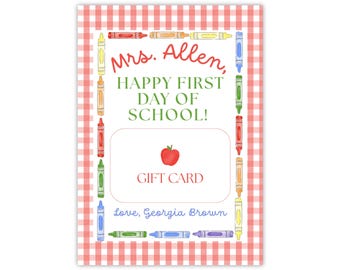 Terug naar school leraar aangepaste cadeaukaarthouder Afdrukbaar cadeaukaartje Leraar eerste schooldag cadeaukaartje Afdrukbaar cadeaukaartje voor leraren