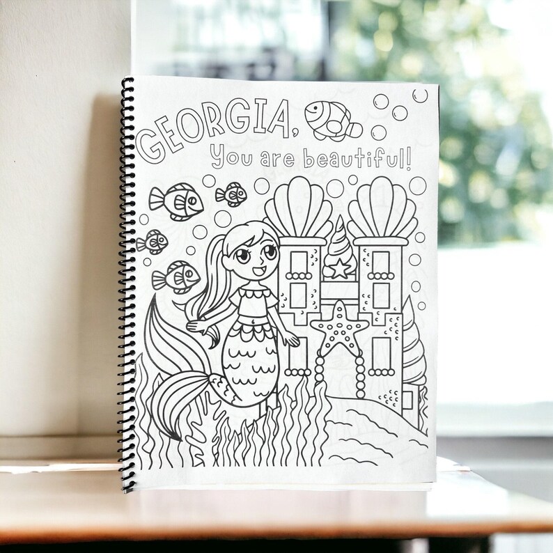 Personalized Coloring Book Custom Girl Mermaid Birthday Gift Idea Kids Activity Book Toddler Preschool Learning Quiet Book Kids Busy Book Bild 5