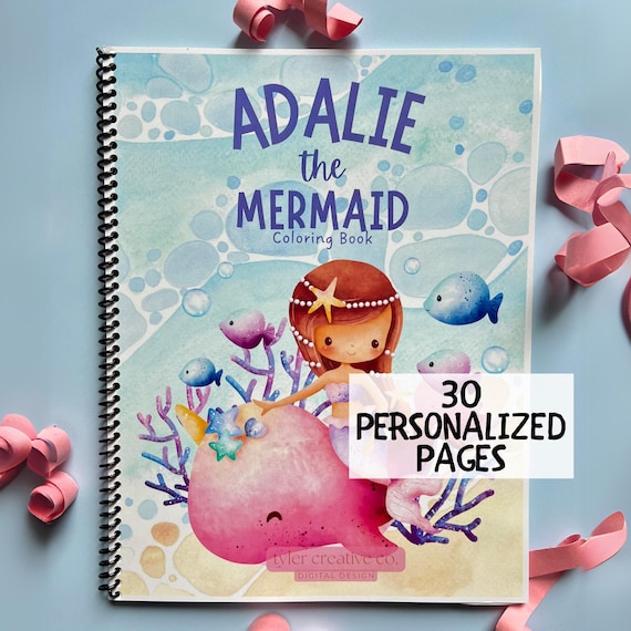 Personalized Coloring Book Custom Girl Mermaid Birthday Gift Idea Kids Activity Book Toddler Preschool Learning Quiet Book Kids Busy Book
