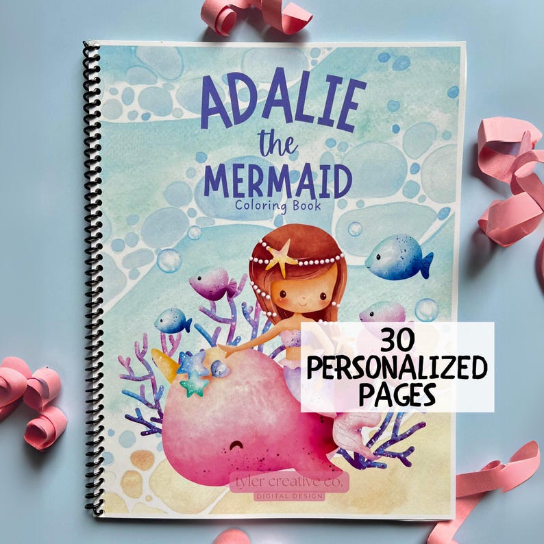 Personalized Coloring Book Custom Girl Mermaid Birthday Gift Idea Kids Activity Book Toddler Preschool Learning Quiet Book Kids Busy Book Bild 1
