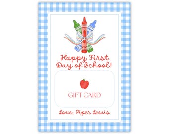 Terug naar school leraar aangepaste cadeaukaarthouder Afdrukbaar cadeaukaartje Leraar eerste schooldag cadeaukaartje Afdrukbaar cadeaukaartje voor leraren