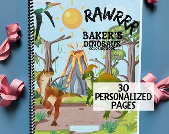 Personalized Coloring Book Dinosaur Coloring Book Toddler Valentines Day Color Book Gift Idea Kids Preschool Learning Custom Coloring Book