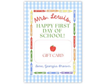 Terug naar school leraar aangepaste cadeaukaarthouder Afdrukbaar cadeaukaartje Leraar eerste schooldag cadeaukaartje Afdrukbaar cadeaukaartje voor leraren