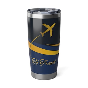 Travel Mug for Adventurers - 20oz Vagabond Tumbler, Travel Lover Gift, Road Trip Cup, Personalized Drinkware, Jetsetter Essential.  Designs