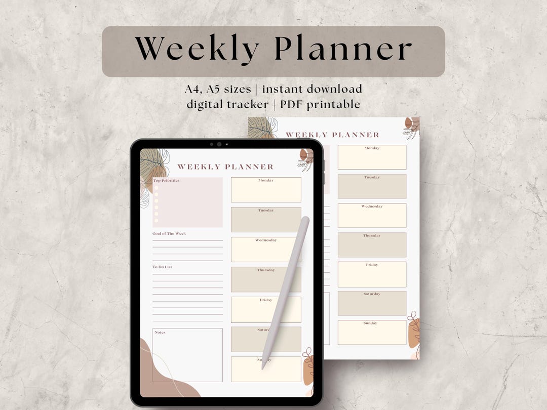 Weekly Planner Printable 2026, A4 A5 Paper Size - Etsy