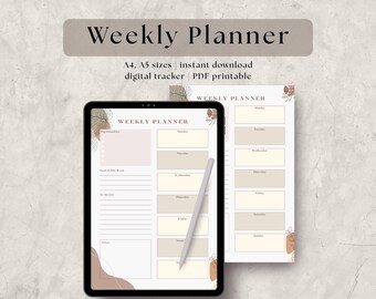 Weekly Planner Printable 2026, A4 A5 paper size