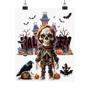 Halloween Skeleton Kid PNG – Cute Creepy Halloween Design, 15x18&quot; 300 DPI, Digital Download for Shirts, Stickers, Wall Art & More