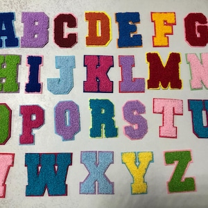 Multi-Color Chenille Alphabet Patches – Iron-On or Sew Letter Appliqué for Clothes, Hoodies, Caps, and DIY Decorations
