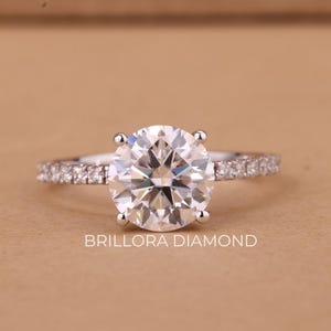1.00CT Round Brilliant Cut Moissanite Diamond Engagement Ring, Hidden Halo Wedding Ring, Round Diamond Ring, Gift for Her, Promise Ring