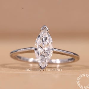 1.00CT Marquise Cut Moissanite Diamond Engagement Ring, V Shape Prong Set Wedding Ring, Solitaire  Ring, Promise Ring, Marquise Cut Ring
