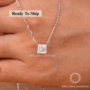 1.52CT Princess Cut Lab Grown Diamond Necklace, Diamond Necklace, 14K White Gold Pendant, Anniversary Gift For Wife, Pendant Chain