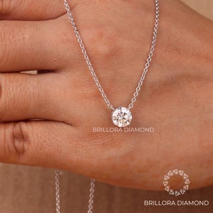 1.00CT Round Brilliant Moissanite Diamond Necklace, Solitaire Necklace, Gift For Wife, Bridal Necklace, Perfect Gift, Bridesmaids Gift