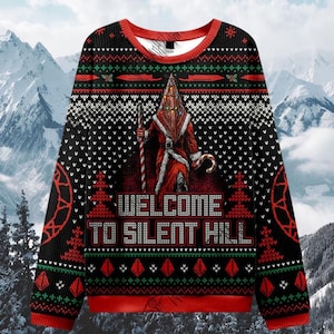 Pyramid Head Ugly Christmas Sweater, Horror Video Game Xmas Sweatshirt, Gamer Gift for Men Women