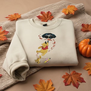 Felpa con ricamo autunnale di Winnie the Pooh e i suoi amici, maglietta con motivo cartone animato per viaggio in famiglia, Tigro, Pimpi, Ih-Oh