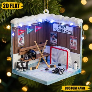 Personalized Hockey, Ice Hockey Ornament, 2D Flat Custom Hockey Ornament, Christmas Tree Decoration, Hockey Mom Gift