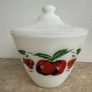 Vintage Anchor Hocking/Fire King apples and cherries grease jar