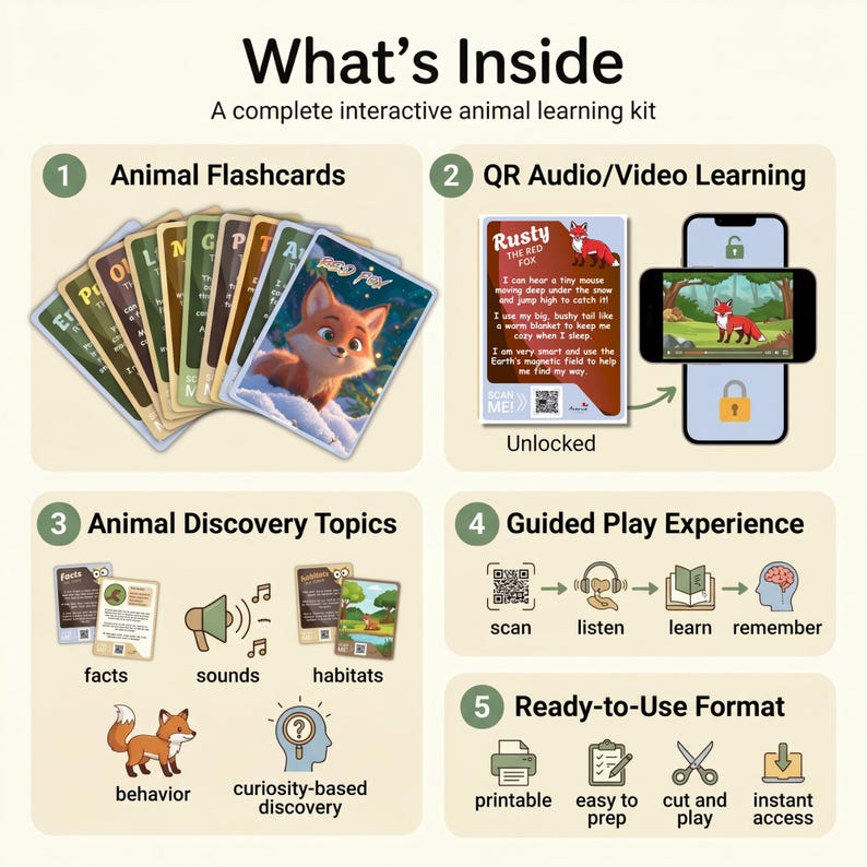 Animal Flashcards for Kids | Interactive QR Learning Cards | Scan ...